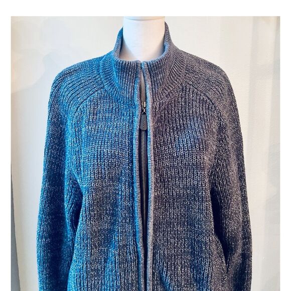 L.L. Bean sweater Front Zipper Heavy Knit Navy Blue winter Women’s M - Picture 3 of 7